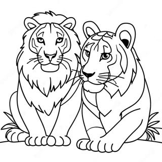 Lion And Tiger Coloring Page 59856-49676