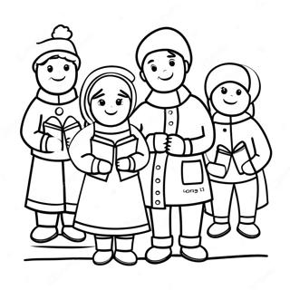 Festive Christmas Carolers Coloring Page 59937-49741