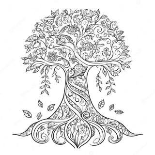 Whimsical Tree Of Life Coloring Page 60027-49820