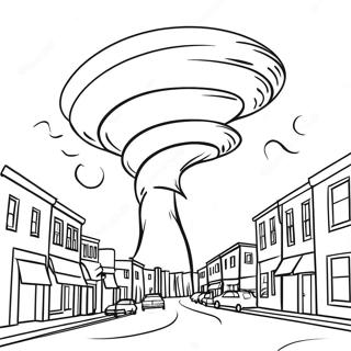 Tornado Swirling Through Town Coloring Page 60087-49868