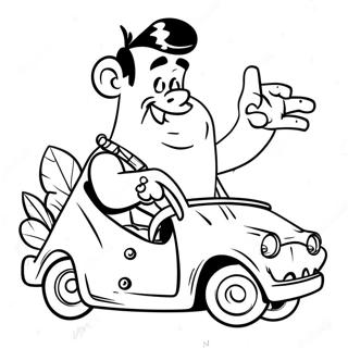 Fred Flintstone Driving The Car Coloring Page 6015-4806