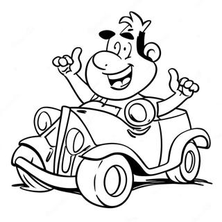 Fred Flintstone Driving The Car Coloring Page 6015-4807