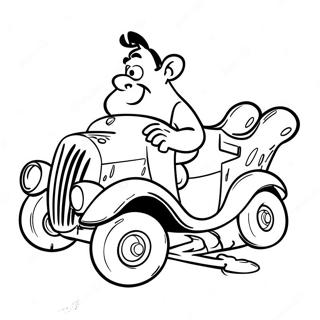 Fred Flintstone Driving The Car Coloring Page 6015-4808