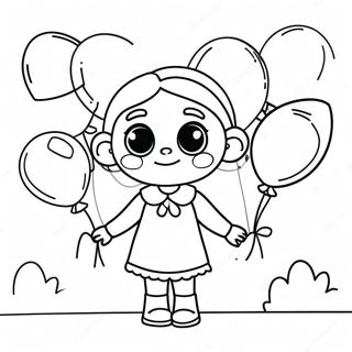 Chloe With Colorful Balloons Coloring Page 60187-49943