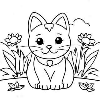 Playful Kitten In A Garden Coloring Page 60197-49950