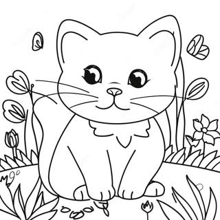 Playful Kitten In A Garden Coloring Page 60197-49951