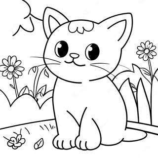 Playful Kitten In A Garden Coloring Page 60197-49952