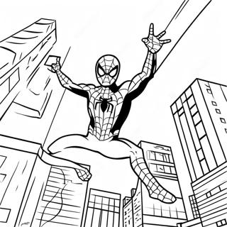 Spider Man Swinging Through The City Coloring Page 60217-49965