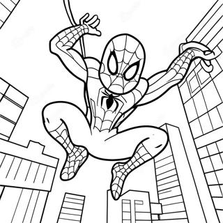 Spider Man Swinging Through The City Coloring Page 60217-49966