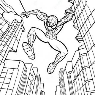 Spider Man Swinging Through The City Coloring Page 60217-49968