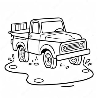 Little Blue Truck Driving Through Muddy Puddle Coloring Page 60257-49998