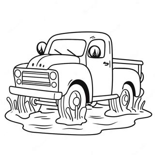 Little Blue Truck Driving Through Muddy Puddle Coloring Page 60257-49999