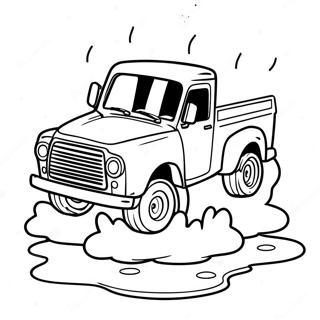 Little Blue Truck Driving Through Muddy Puddle Coloring Page 60257-50000