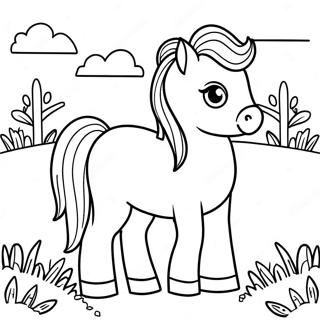 Cute Shetland Pony In A Meadow Coloring Page 60337-50061