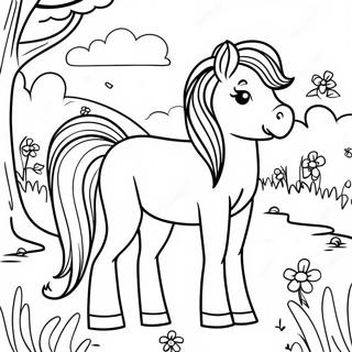 Cute Shetland Pony In A Meadow Coloring Page 60337-50062