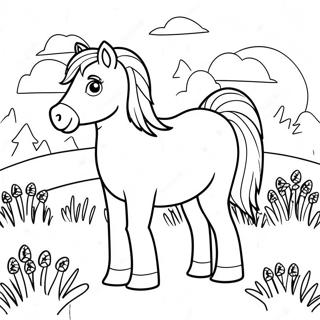 Cute Shetland Pony In A Meadow Coloring Page 60337-50063