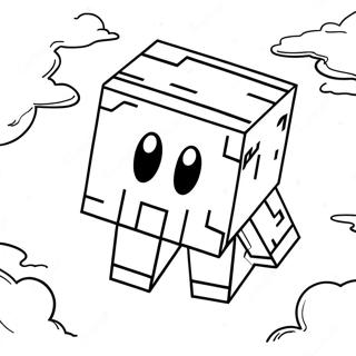 Cute Minecraft Ghast Floating In The Sky Coloring Page 60487-50181