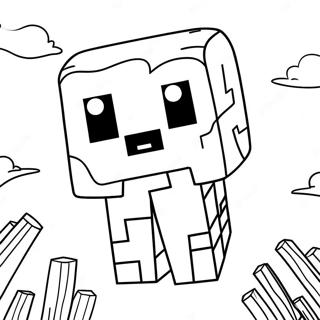 Cute Minecraft Ghast Floating In The Sky Coloring Page 60487-50183