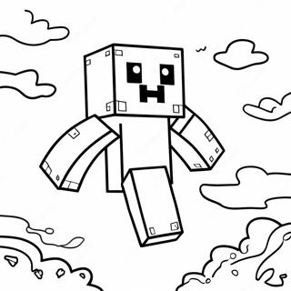 Cute Minecraft Ghast Floating In The Sky Coloring Page 60487-50184