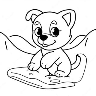 Cute Sled Dog Puppy Playing In Snow Coloring Page 60497-50188