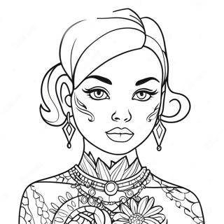 Bad Girl Female Tattoo Coloring Page 6054-4834