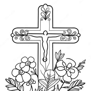 Cross With Flowers Coloring Pages