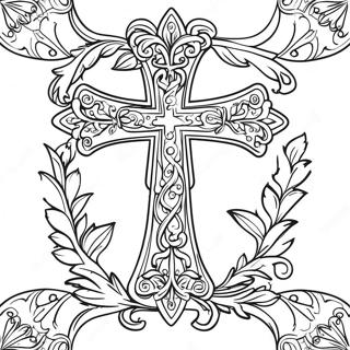 Decorative Cross With Vines Coloring Page 60557-50238