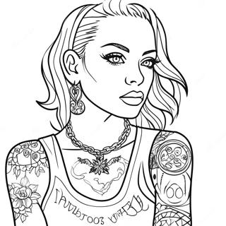 Rebellious Girl With Tattoos Coloring Page 6055-4837