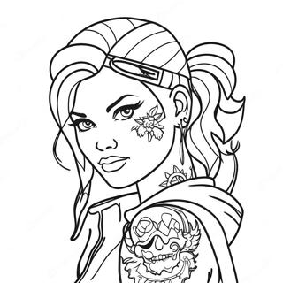 Rebellious Girl With Tattoos Coloring Page 6055-4840