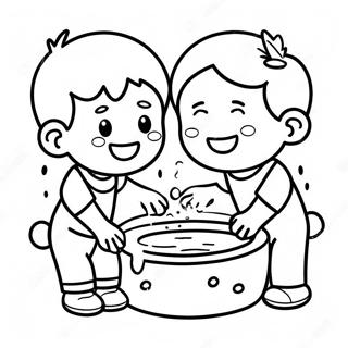 Happy Children Washing Hands Coloring Page 60617-50285