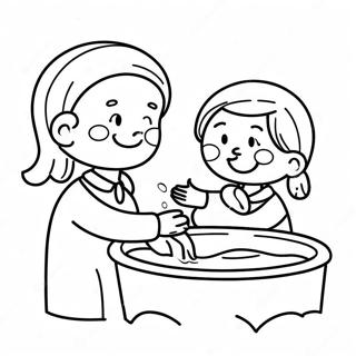 Happy Children Washing Hands Coloring Page 60617-50287