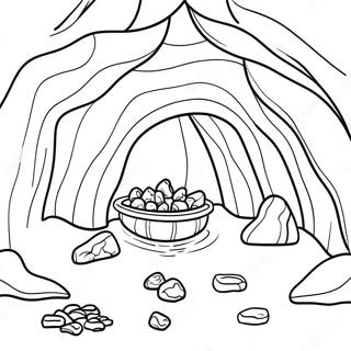 Mysterious Cave With Treasure Coloring Page 60637-50301