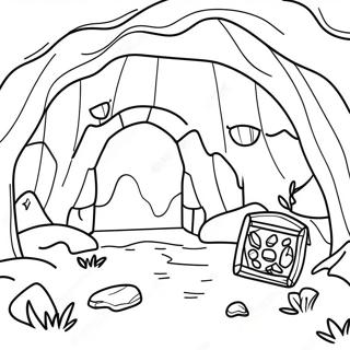 Mysterious Cave With Treasure Coloring Page 60637-50303