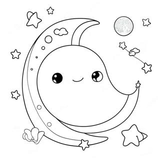 Whimsical Moon And Stars Coloring Page 60647-50309