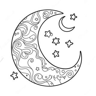 Whimsical Moon And Stars Coloring Page 60647-50310