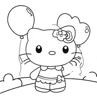 Hello Kitty With Balloons Coloring Page 6065-4845