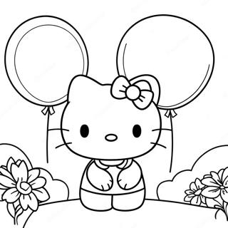 Hello Kitty With Balloons Coloring Page 6065-4846