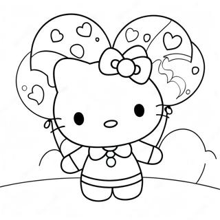 Hello Kitty With Balloons Coloring Page 6065-4847