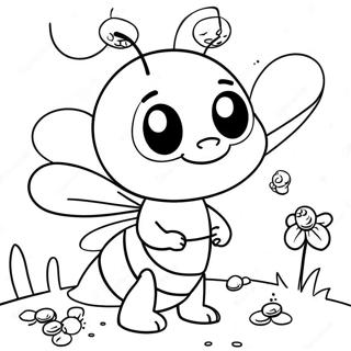 Cute Bee Collecting Honey Coloring Page 60677-50334