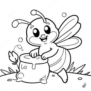 Cute Bee Collecting Honey Coloring Page 60677-50335