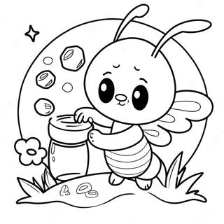 Cute Bee Collecting Honey Coloring Page 60677-50336