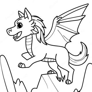 Majestic Wolf Dragon Flying Coloring Page 60687-50338