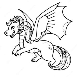 Majestic Wolf Dragon Flying Coloring Page 60687-50339