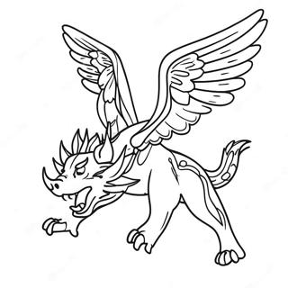 Majestic Wolf Dragon Flying Coloring Page 60687-50340