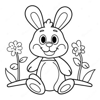 Cute Spring Bonnie With Flowers Coloring Page 6075-4854