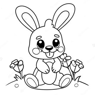 Cute Spring Bonnie With Flowers Coloring Page 6075-4856