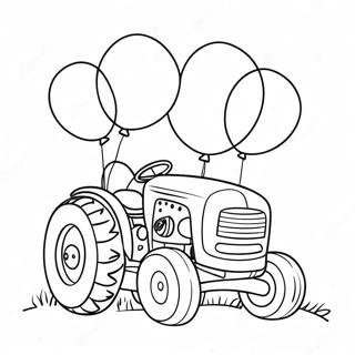 Cute Tractor With Balloons Coloring Page 60857-50471