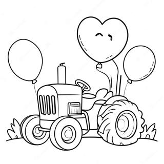 Cute Tractor With Balloons Coloring Page 60857-50472