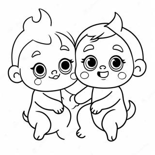 Cute Cry Babies Playing Together Coloring Page 6085-4864