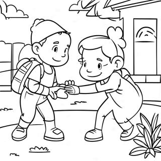 Friendly Neighbors Helping Each Other Coloring Page 60867-50479